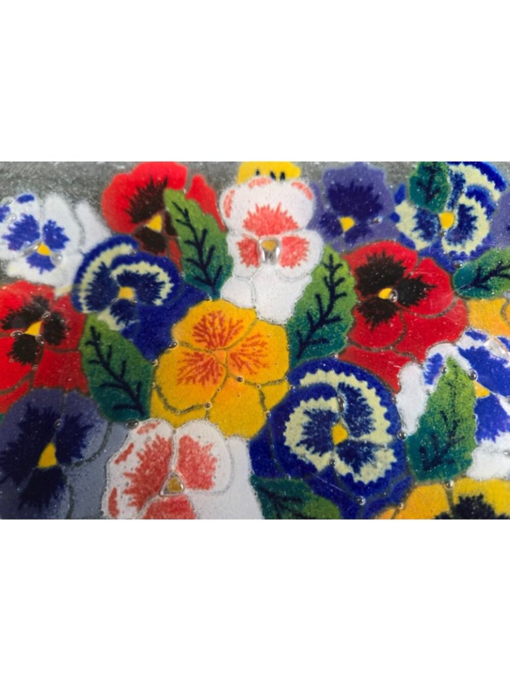 Peggy Karr Pansies Platter/Plate 9.5-inch Fused Glass Serving Dish Vintage - Picture 9 of 10
